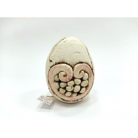 Keramično dekorativno jajce iz bele gline - motiv 3