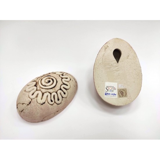 Keramično dekorativno polovično jajce iz bele gline – motiv 2