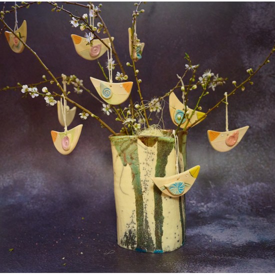 keramični obesek, ptiček